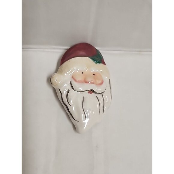 Santa Clause Face Brooch/Pin Christmas Porcelain - Picture 1 of 3